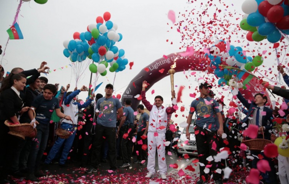 Journey of Baku 2015 Flame arrives in Barda