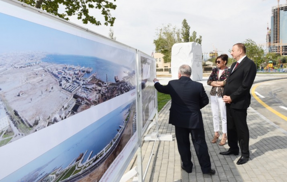 President Ilham Aliyev attended the opening of a highway which lays parallel to the seaside road in the Nobel Brothers Avenue in Baku