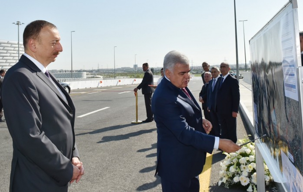 President Ilham Aliyev attended the opening of the road and transport infrastructure built around the Baku Olympic Stadium