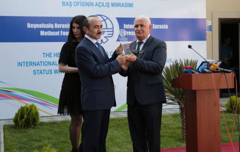 President Ilham Aliyev honored with high award of International Eurasia Press Fund