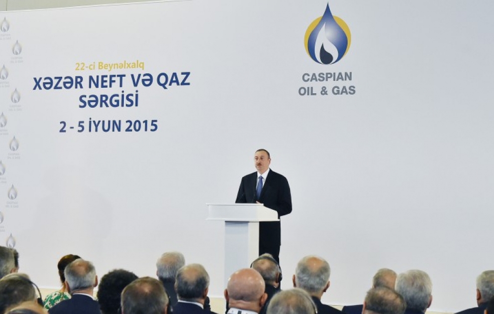 Le Président Ilham Aliyev à l’ouverture du XXIIe Salon international « Le pétrole et le gaz de la Caspienne-2015» à Bakou