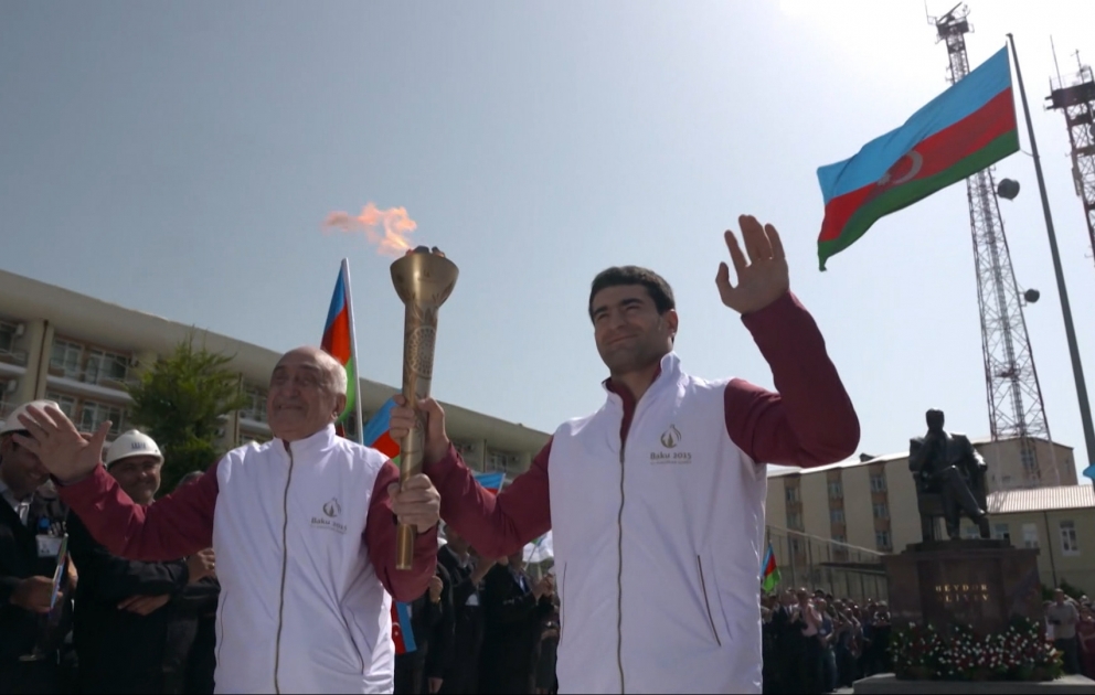 Baku 2015 flame in Oil Rocks
