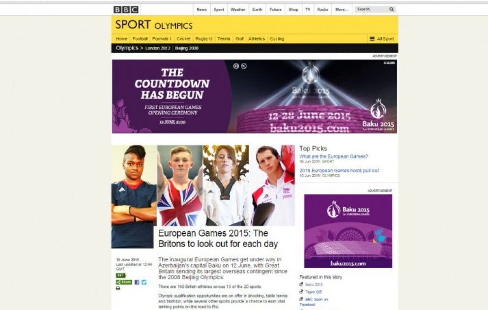 “BBC-Sport”: Britaniyalı idmançılar Oyunları səbirsizliklə gözləyirlər