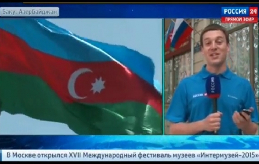 “Rossiya 24” birinci Avropa Oyunlarının Bakıda keçirilən məşəl estafeti haqqında reportaj yayımlayıb