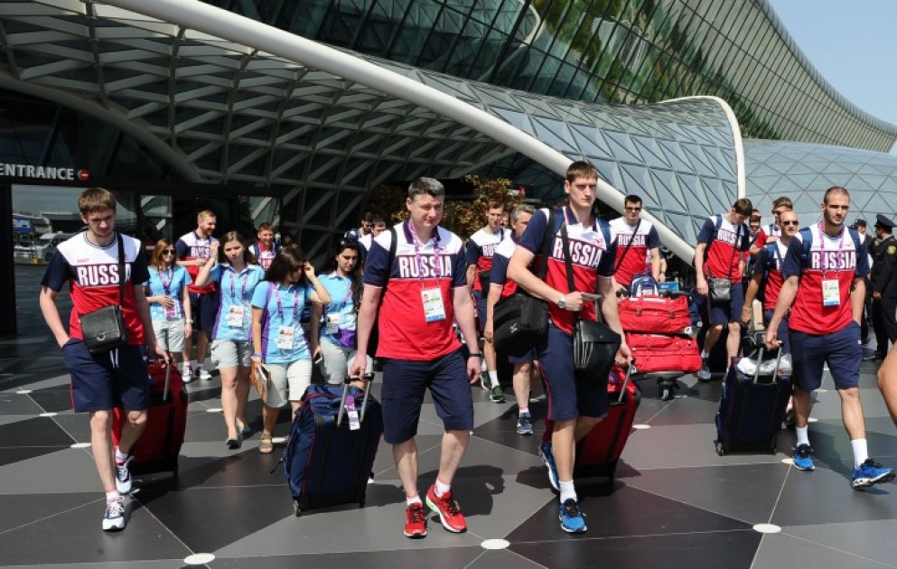 Russian athletes arrive in Baku to take part in the first European Games