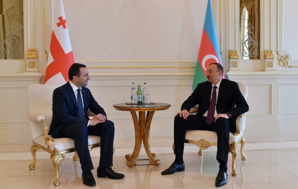 Президент Азербайджана Ильхам Алиев принял премьер-министра Грузии Ираклия Гарибашвили