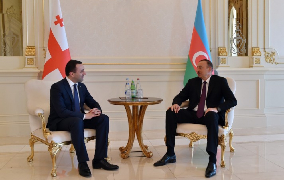 Aserbaidschans Präsident Ilham Aliyev hat den Premierminister von Georgien Irakli Garibashvili empfangen