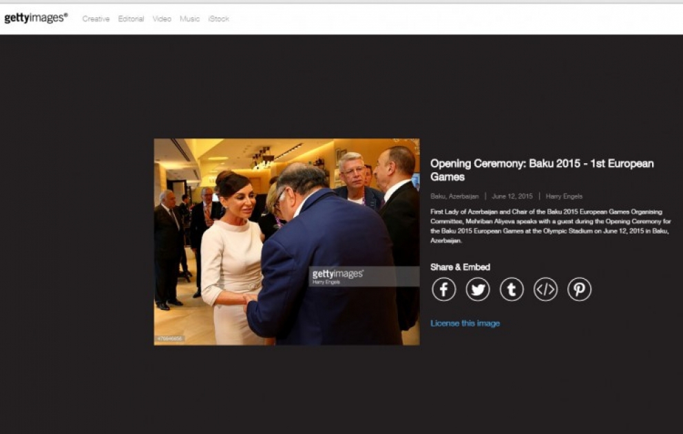 “Getty İmages” foto agentliyinin saytında birinci Avropa Oyunlarının açılış mərasimini əks etdirən şəkillər yerləşdirilib