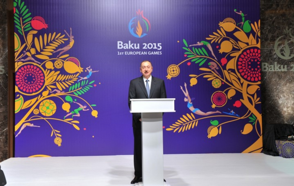 La réception pour les membres de la famille olympique à l'occasion des premiers Jeux Européens