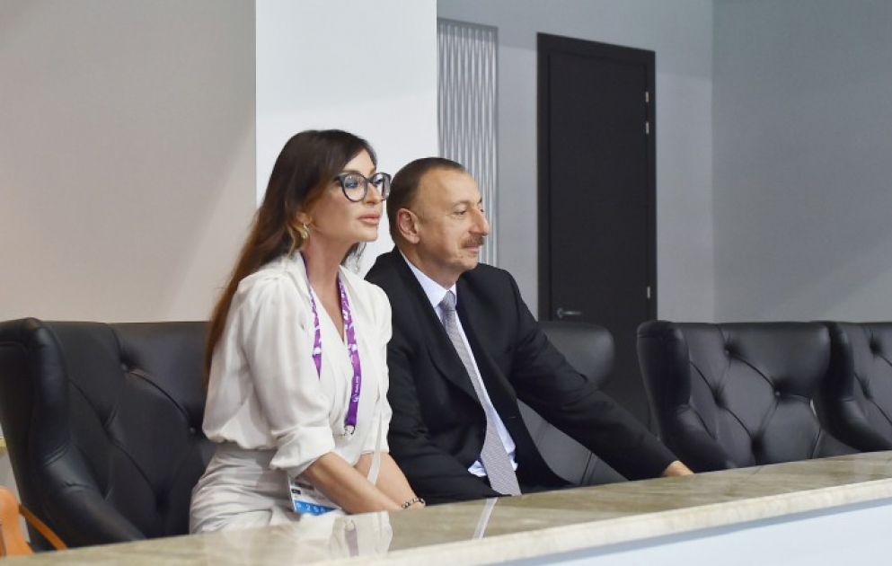 Azerbaijan`s first lady Mehriban Aliyeva presented the medals to the winners of women's freestyle wrestling competitions