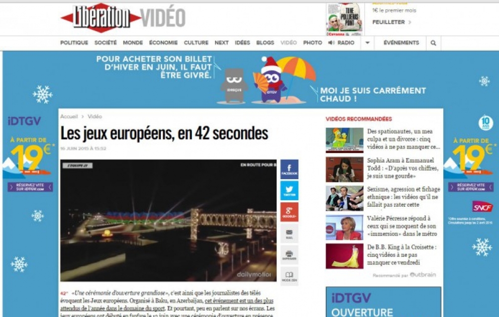 Auf der französischen Website „liberation.fr“ ein Bericht über die ersten Europaspiele platziert