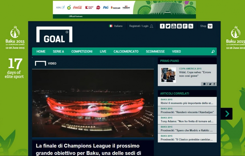Italian goal.com: “Champions League final next goal for Euro 2020 hosts Baku”