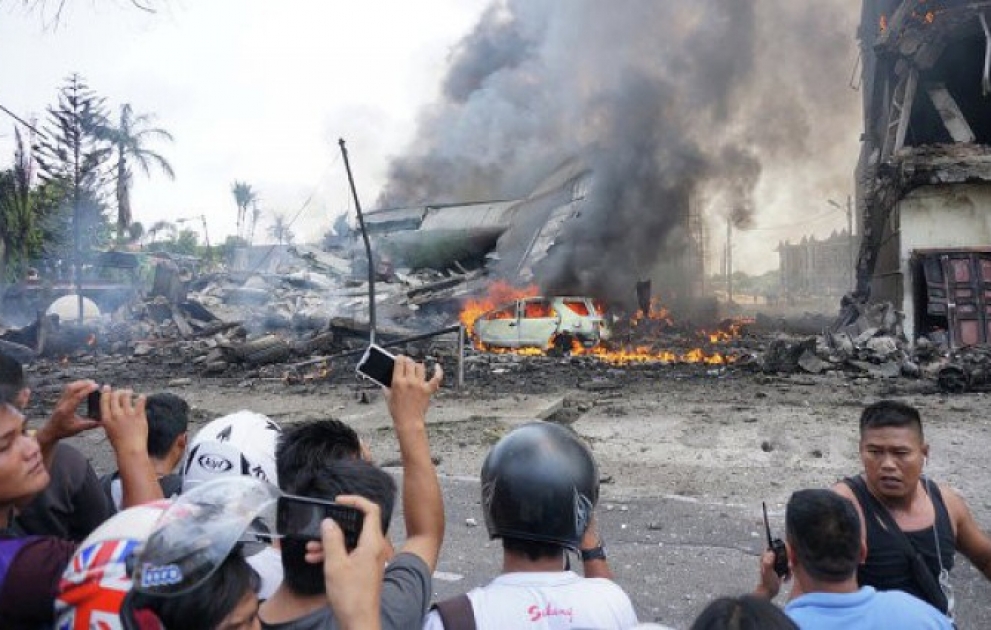 At least 30 people killed as Indonesian military plane crashes on Sumatra