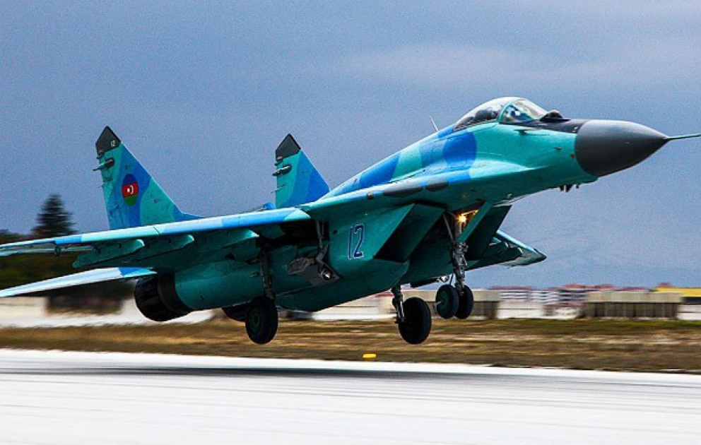 Azerbaijan`s aircrafts, helicopters fly over frontline