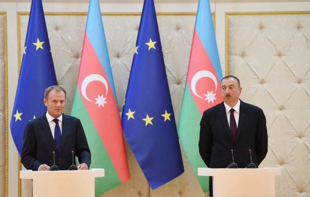 President Ilham Aliyev, President of the European Council Donald Tusk made press statements