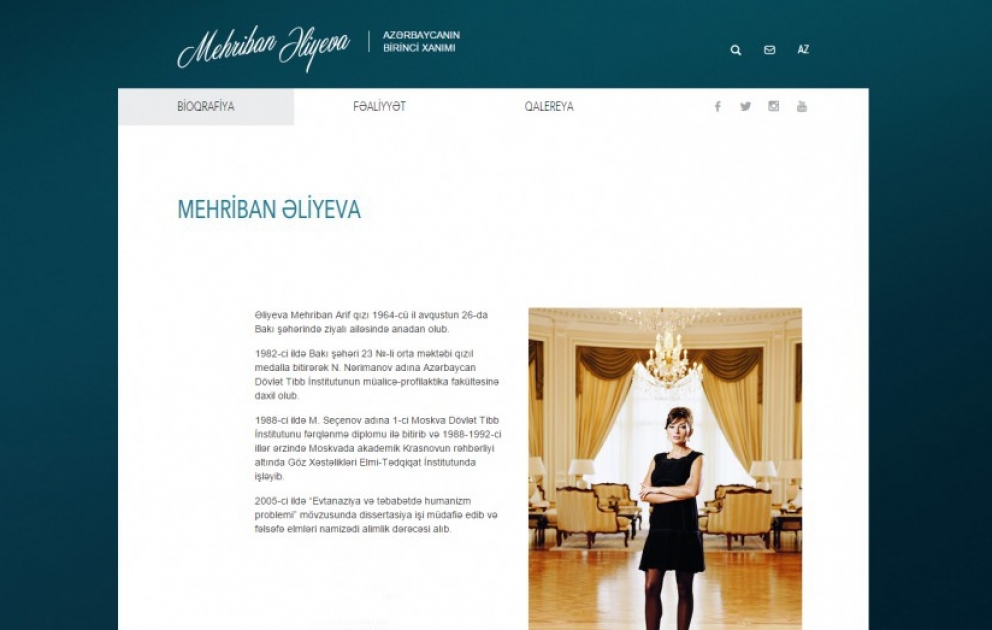 Azerbaijani first lady Mehriban Aliyeva`s website comes in new design