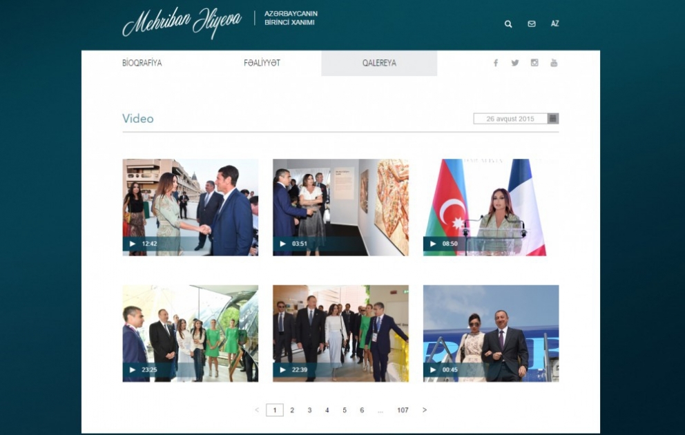 Offizielle Webseite der First Lady von Aserbaidschan Mehriban Aliyeva in einem neuen Design zur Nutzung übergeben