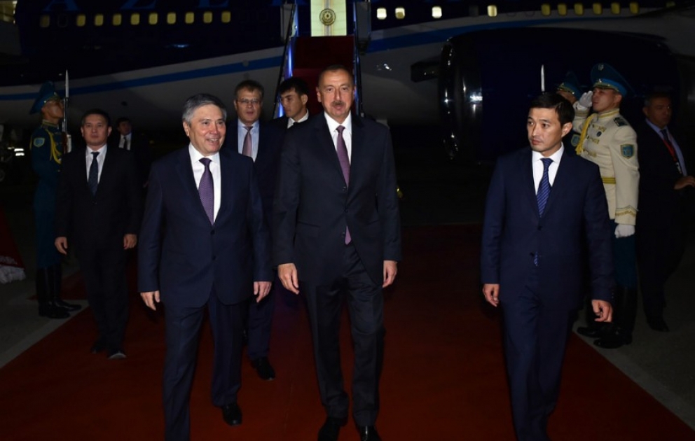 President Ilham Aliyev arrived in Astana for a working visit