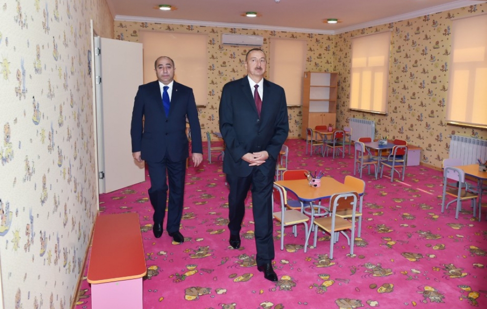 President Ilham Aliyev attended the opening of an orphanage-kindergarten in Kurdamir