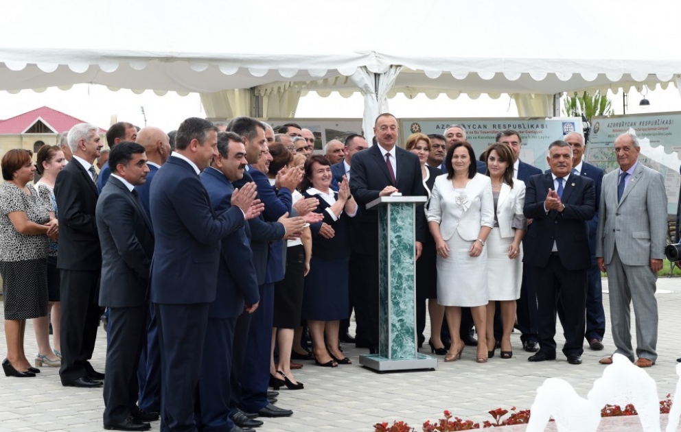 President Ilham Aliyev attended a ceremony to start water supply to Aghsu