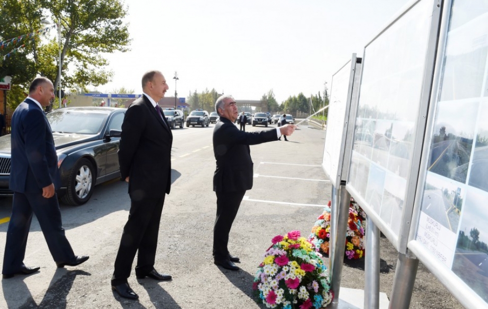 Prezident İlham Əliyev Göyçay-Ucar avtomobil yolunun açılışını edib