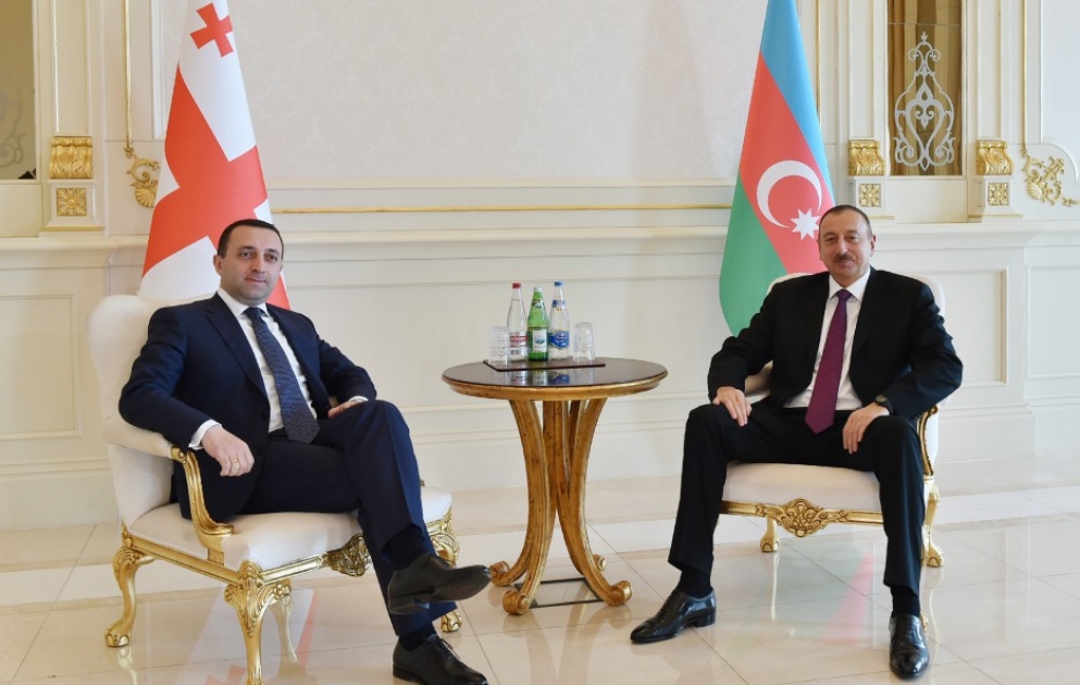 Aserbaidschans Präsident Ilham Aliyev hat den Premierminister von Georgien Irakli Garibashvili empfangen