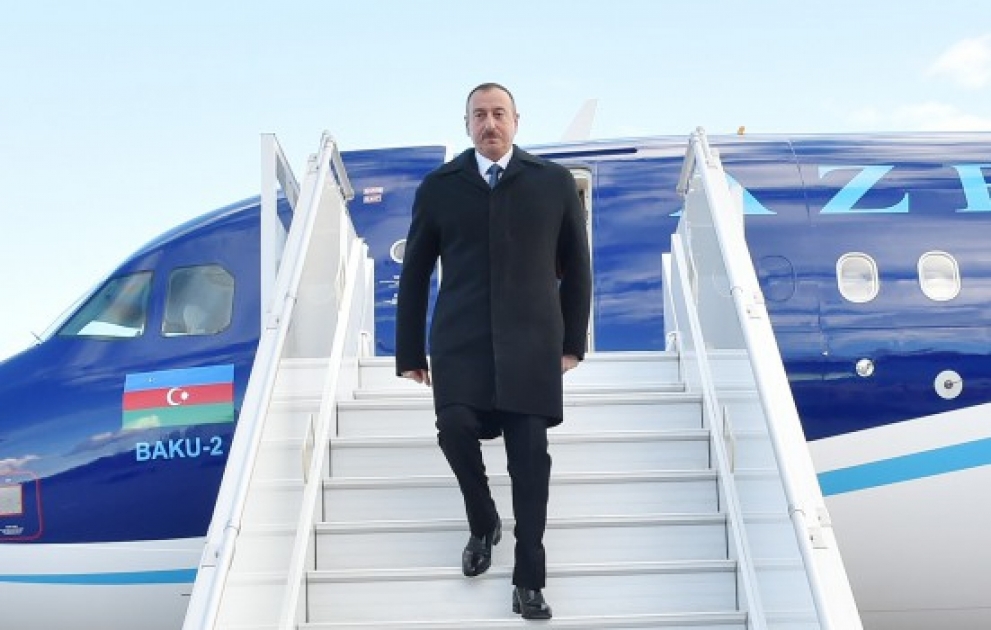 President Ilham Aliyev arrived in Kazakhstan for a meeting of the Council of CIS Heads of State