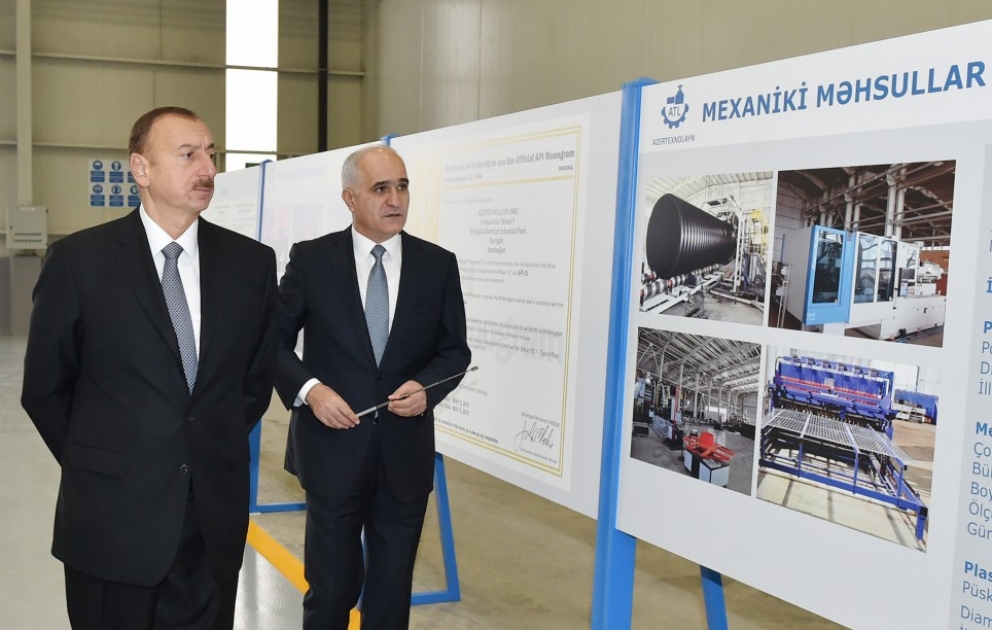 Le président Ilham Aliyev inaugure l'usine des installations techniques à Soumgaït