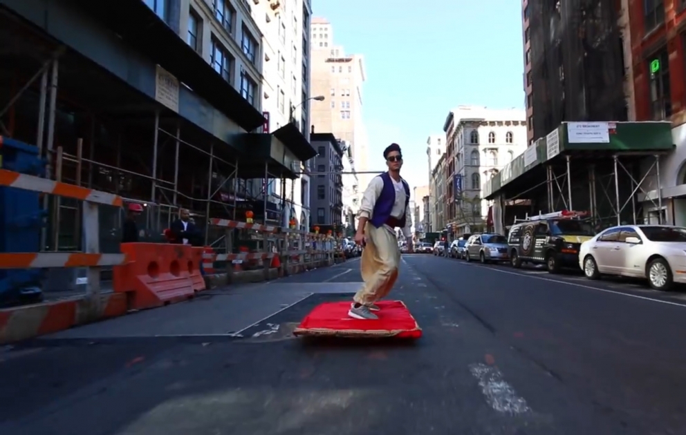 Aladdin magic carpet prank