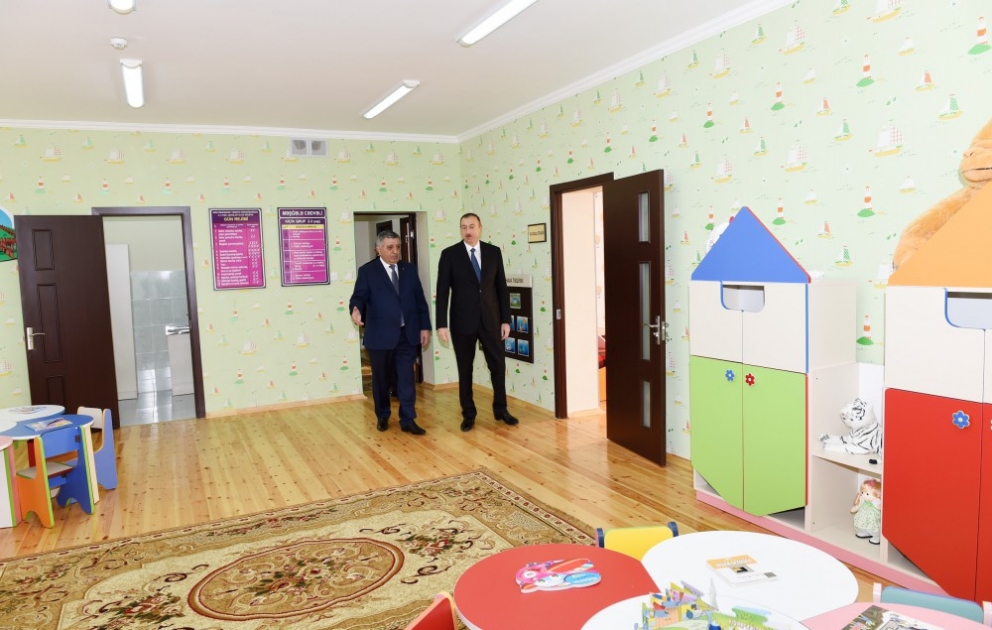President Ilham Aliyev attended the opening of a kindergarten constructed on the initiative of the Heydar Aliyev Foundation in Zagatala
