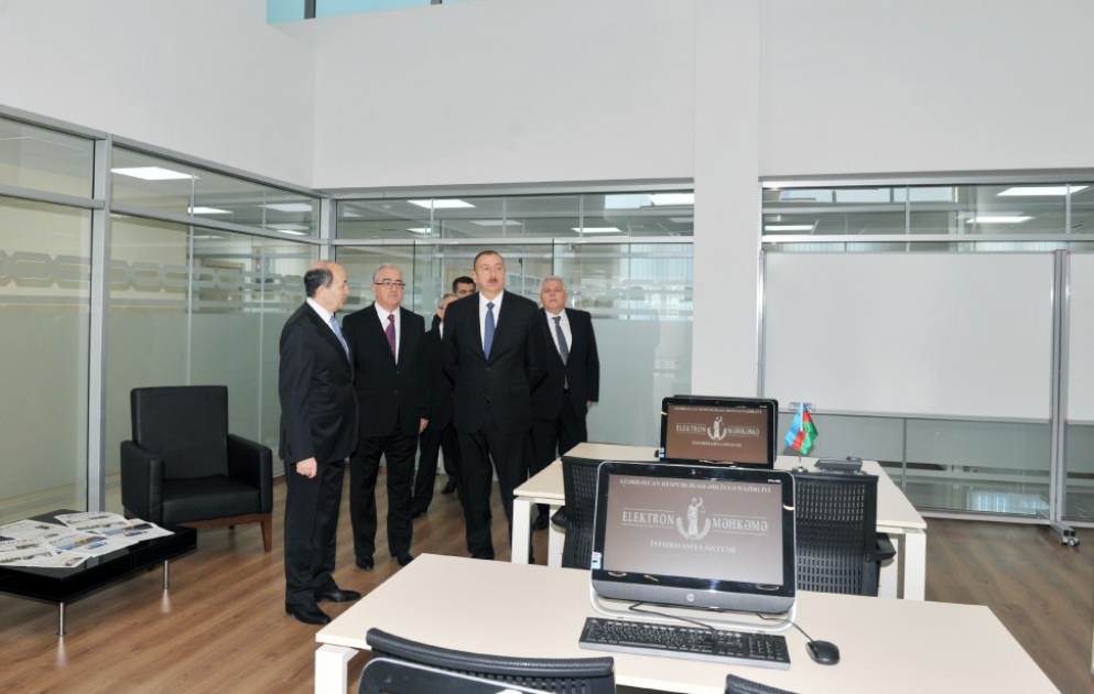 Präsident Ilham Aliyev nimmt in Scheki an der Eröffnung von neuem Gerichtsgebäude teil