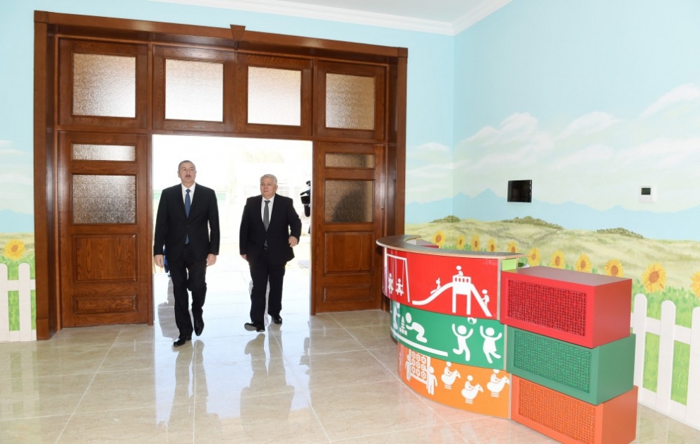 Şəkidə Heydər Əliyev Fondunun təşəbbüsü ilə tikilən 160 yerlik uşaq bağçasında hər cür şərait yaradılıb