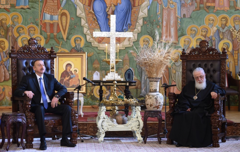 Treffen des aserbaidschanischen Präsidenten mit dem Patriarchen der Georgischen Orthodoxen Kirche