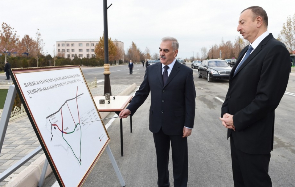 Le président Ilham Aliyev a participé à l’ouverture du périphérique Chekerabad-bourg de Babek-Nehram-Arazkend