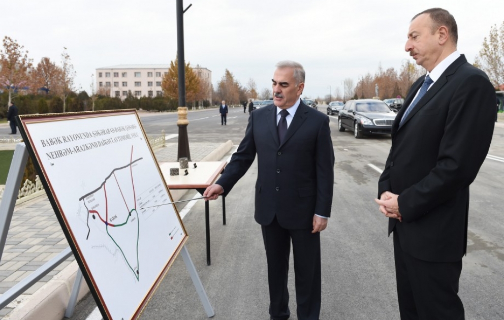 President Ilham Aliyev attended the opening of the Shakarabad-Babek settlement-Nehram-Arazkend ring road after reconstruction