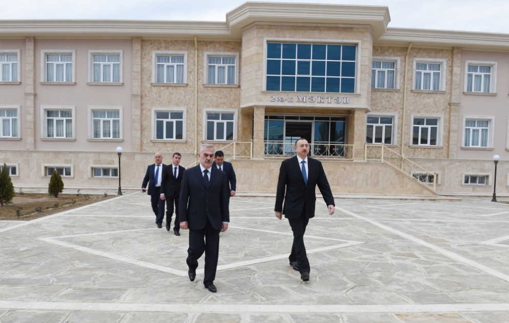 President Ilham Aliyev attended the opening of Nehram village secondary school No.2