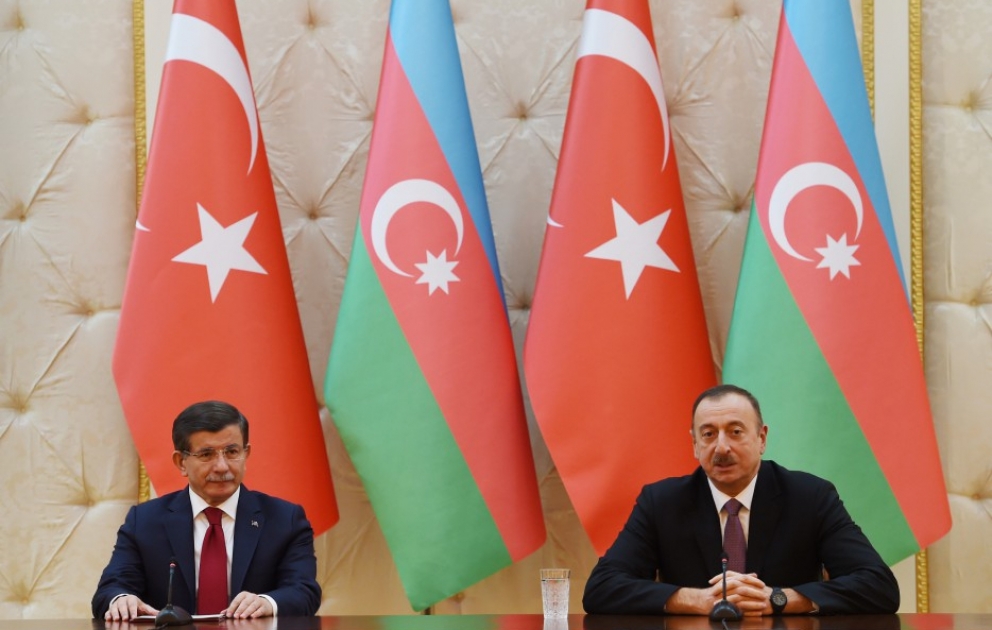 President Ilham Aliyev and Turkish Prime Minister Ahmet Davutoglu made statements for the press