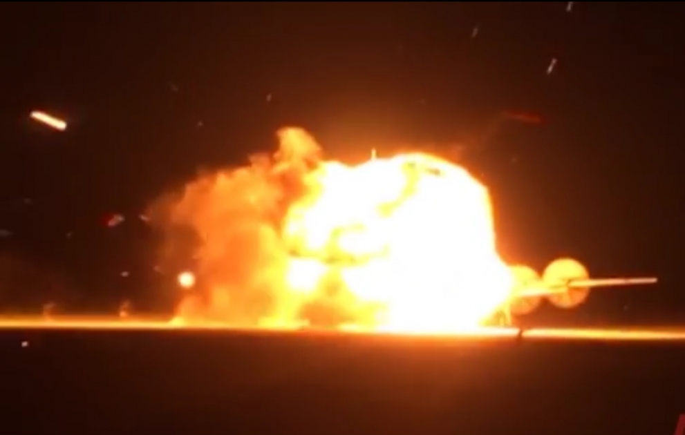 Rusiya: Tu-95 strateji bombardmançısının partlaması görüntüləri yayılıb