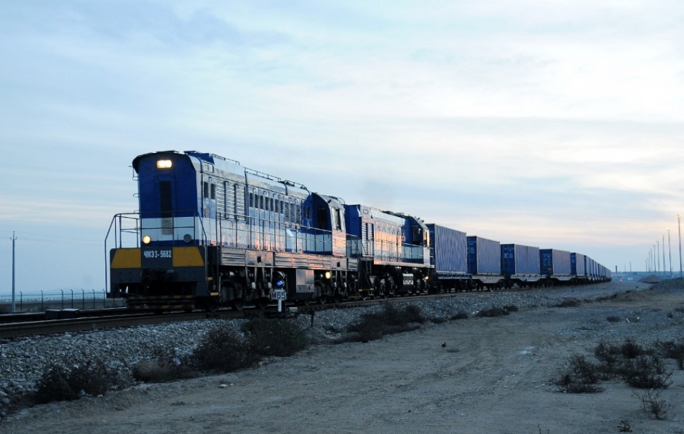 Ukraine-Georgia-Azerbaijan-Kazakhstan-China container train arrives in Baku Port