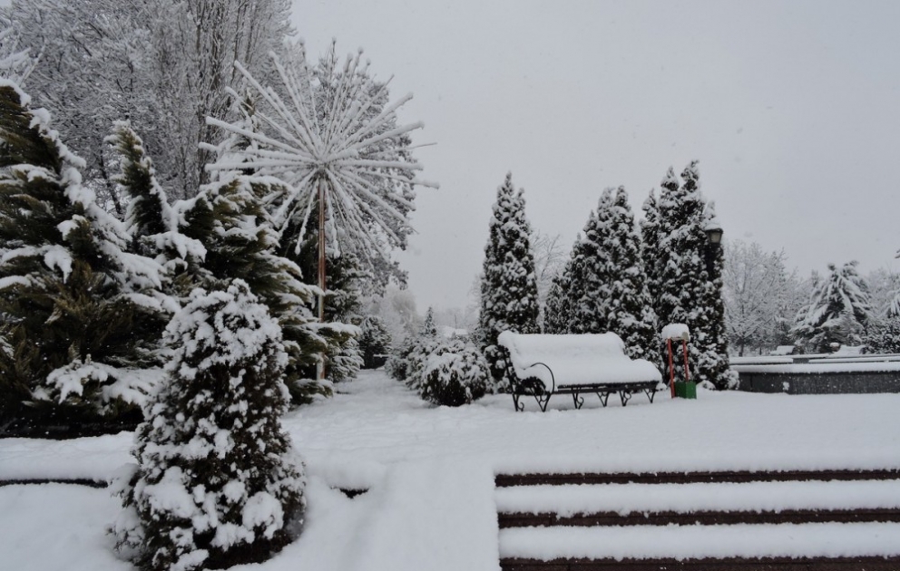 In der Gakh Region des Landes fiel Schnee