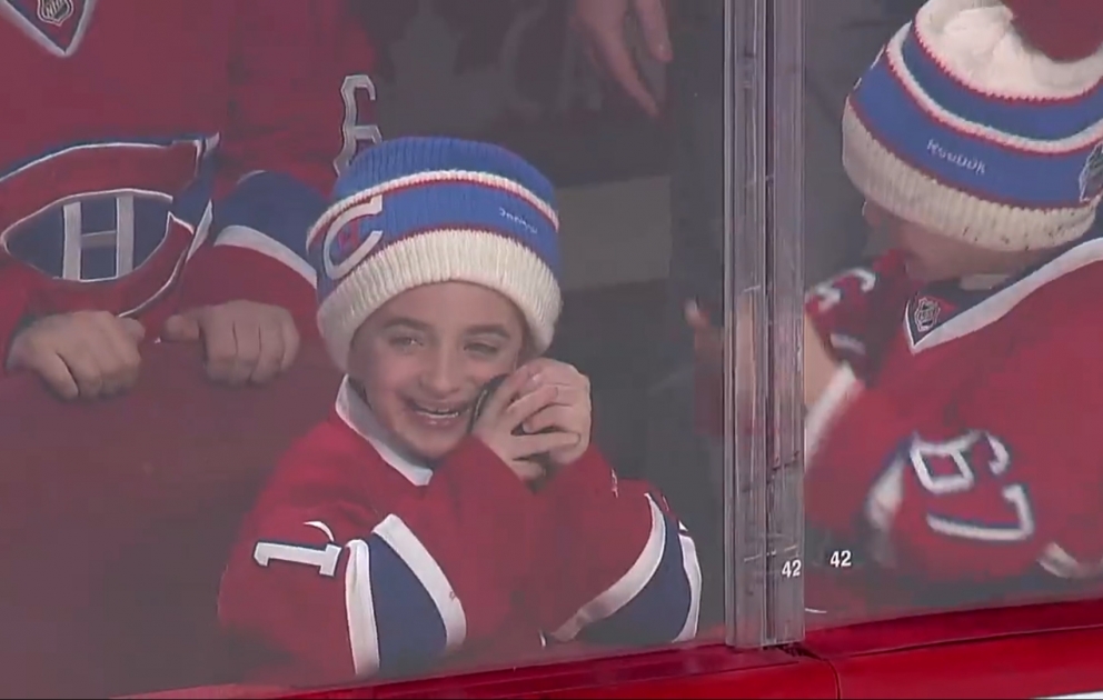 Freude mit einem Hockeypuck