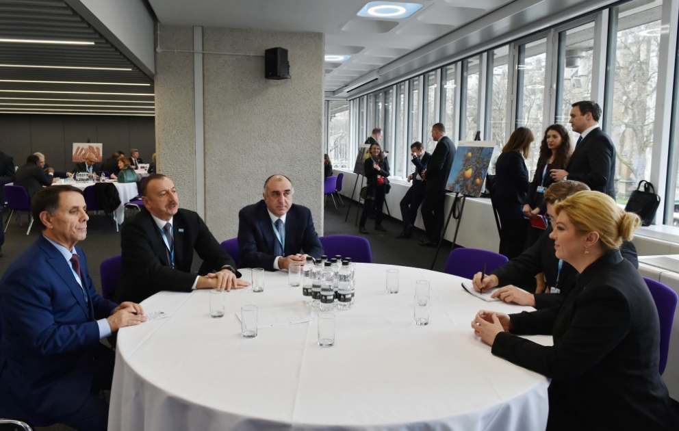 Azərbaycan Prezidenti İlham Əliyev Londonda Xorvatiya Prezidenti Kolinda Qrabar-Kitaroviç ilə görüşüb