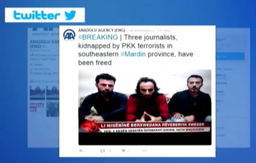 "Anadolu" agentliyinin PKK tərəfindən qaçırılan üç əməkdaşı azad edilib