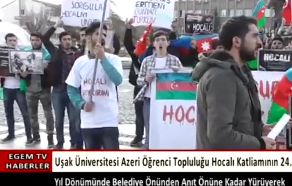 Türkiyənin Uşak Üniversitetinin tələbələri  Xocalı soyqırımı ilə bağlı yürüş keçiriblər