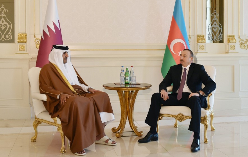 Встреча Президента Азербайджана и Эмира Государства Катар один на один
