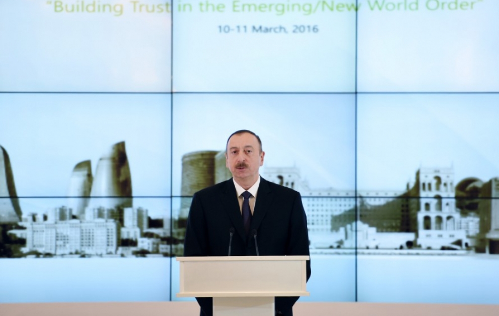 Azərbaycan Prezidenti İlham Əliyev IV Qlobal Bakı Forumunun açılışında iştirak edib