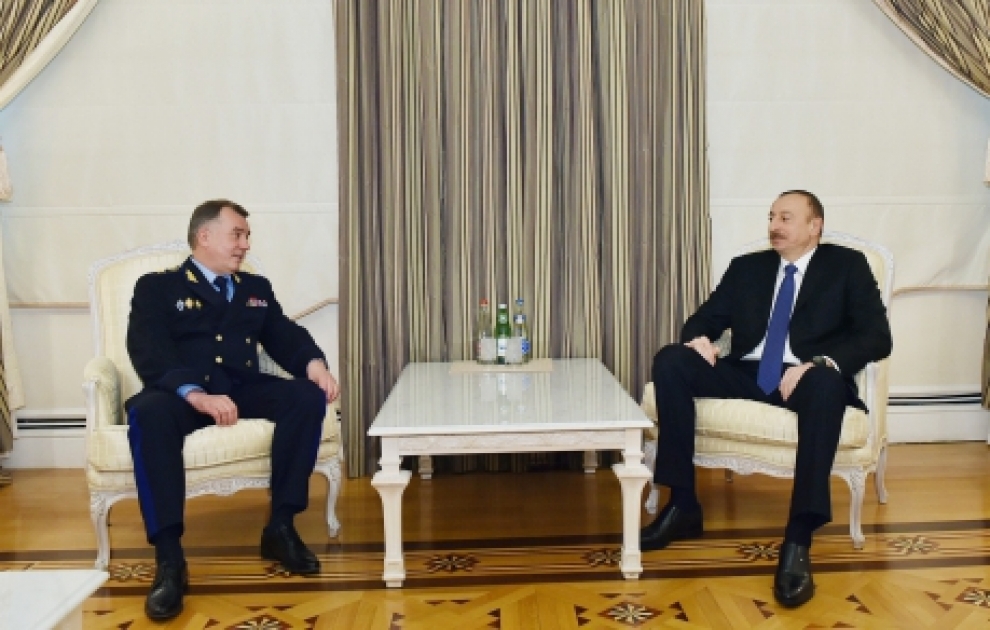 Treffen von Aserbaidschans Präsident Ilham Aliyev mit Leiter der Grenzbehörde Russlands