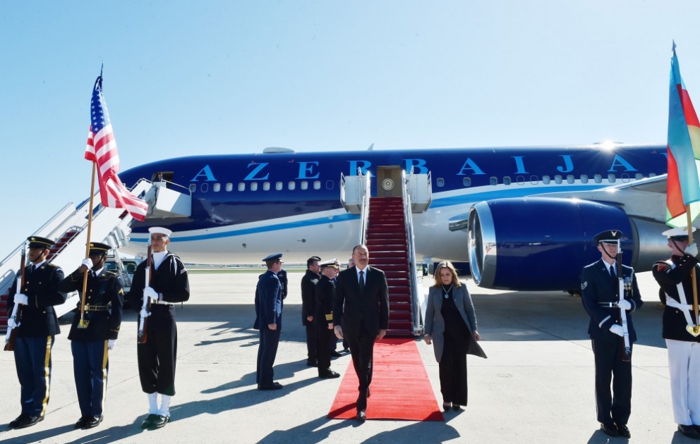 President Ilham Aliyev arrived in US for a visit