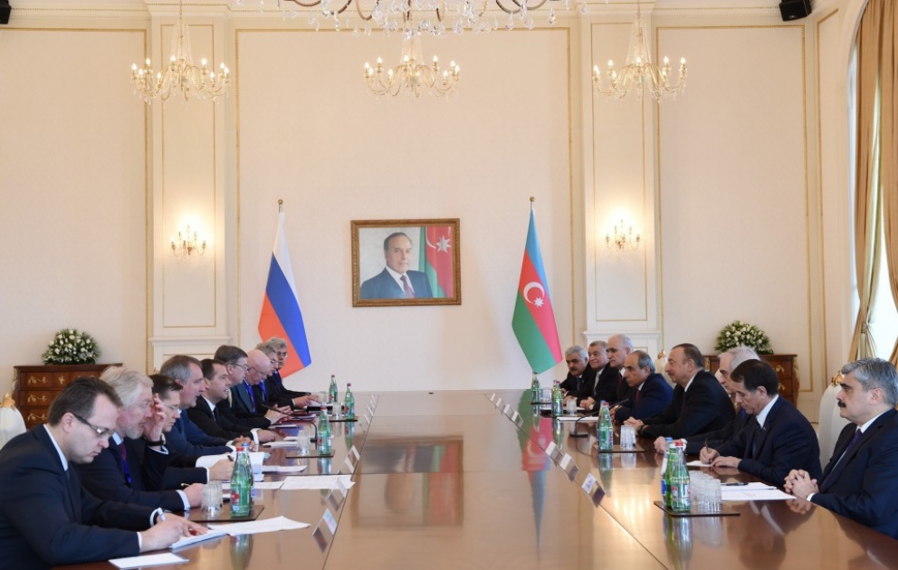 Встреча Президента Азербайджана и председателя Правительства России в расширенном составе