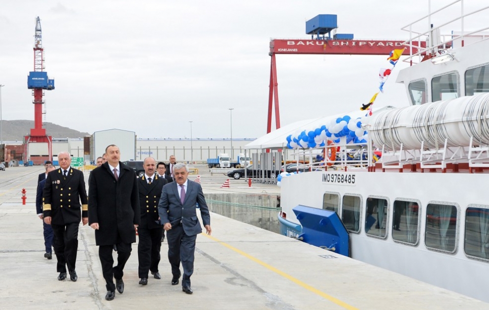 President Ilham Aliyev attended ceremony to launch “Ufuq”, “Zafar” and “Turan” passenger ships